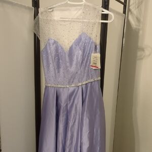 Womens Light Lavender Beaded Tulle Bodice Dress